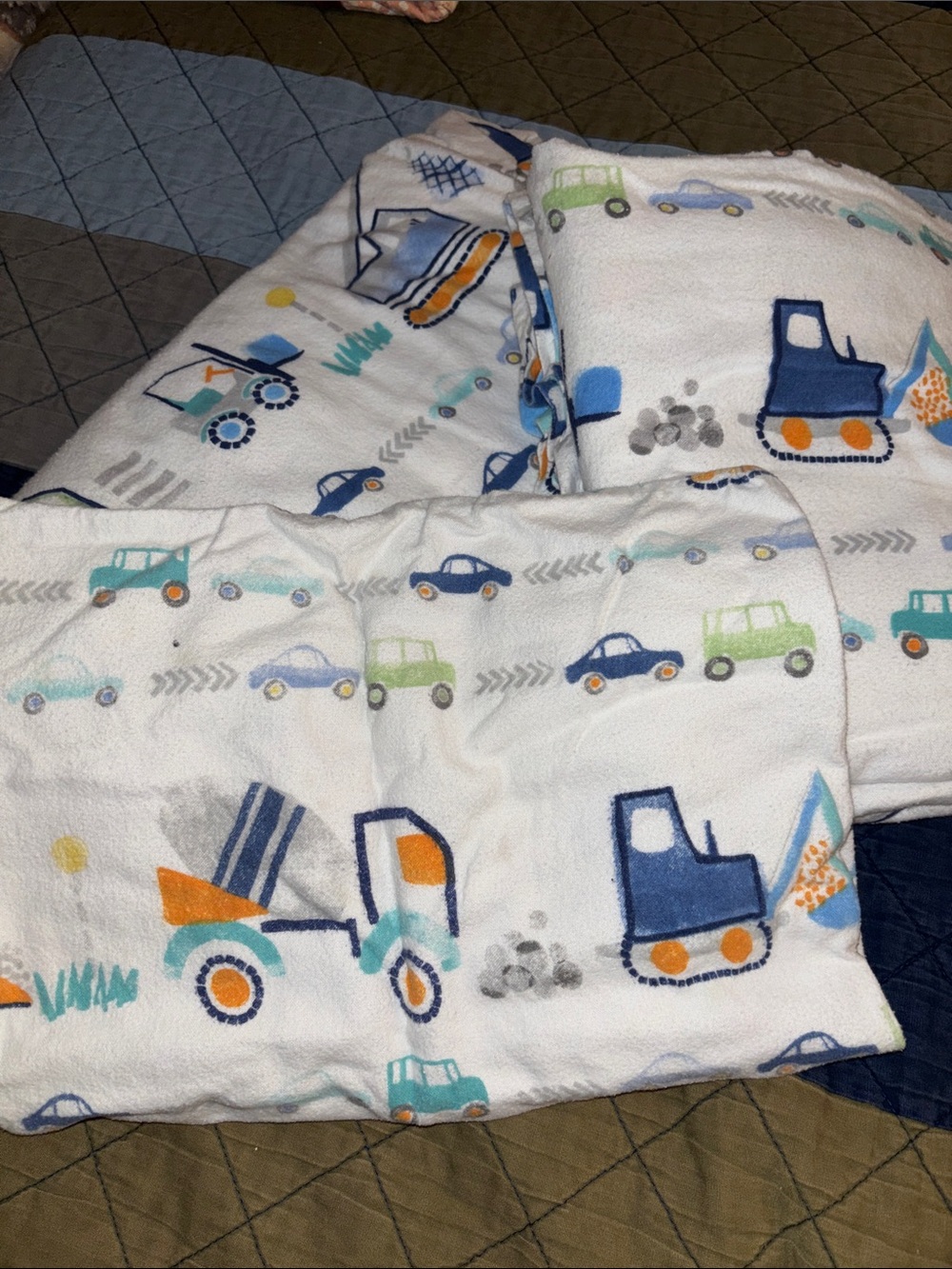 Flannel White Kids Construction Sheet Set